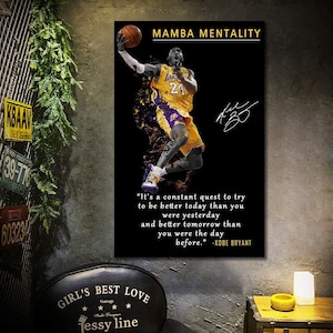 Koszykarz Sport Dekoracja • Kobe Bryant Mamba Mentality Cytat Inspirujący Plakat/Płótno • Motywujące Dzieło Sztuki do Domu, Biura, Siłowni