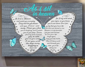 As I Sit in Heaven and Watch You Everyday-Butterfly Poster/Canvas Vintage Cave Bar Home Wall Decoration Wall Hanging Gifts