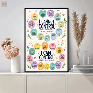 I Can Control Poster, Circle of Control Therapy Print, Mental Health Classroom Decor, Anxiety Coping Skills Wall Art, CBT Guide image 6