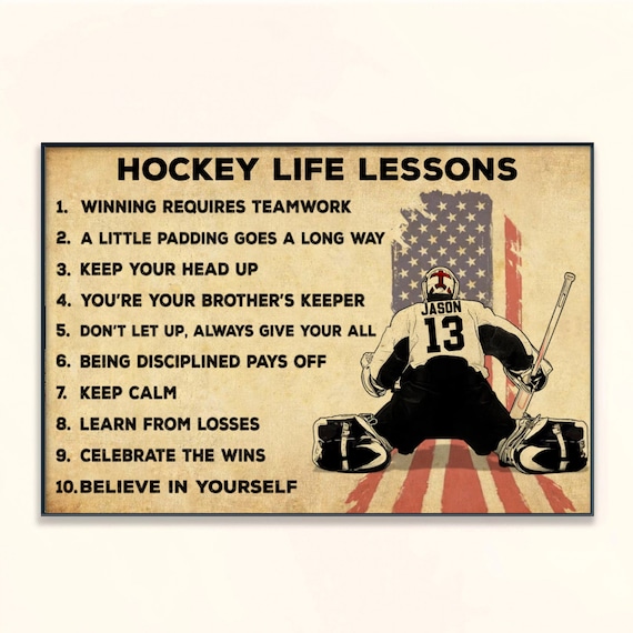 Hockey Life Lesson With Custom, Personalized Ice Hockey Poster, Canvas,  Hockey Gifts, Gifts for Hockey Players, Sport Gifts for Son 