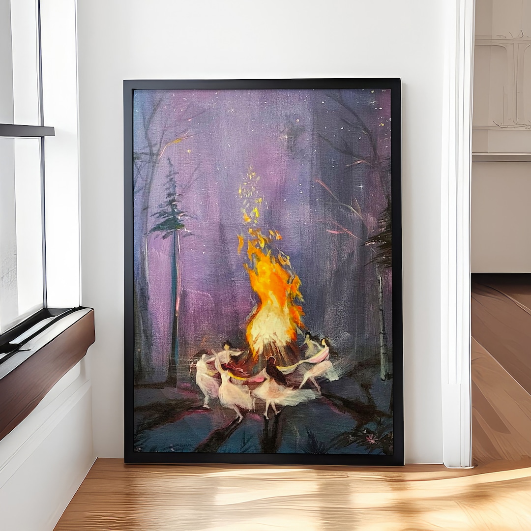 Hexen Leinwandbild - Tanzende Hexen Im Vintage Stil 40x60cm