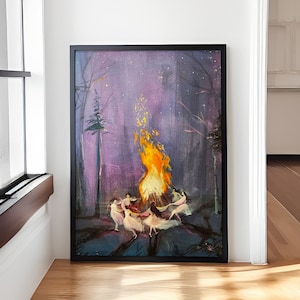 Circle of Witches Vintage Women Dancing Canvas Poster - Witch Decor for Wall - Vintage Witch Print - Mystical Feminine Witch Art