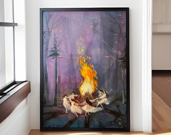 Circle of Witches Vintage Women Dancing Canvas Poster - Witch Decor for Wall - Vintage Witch Print - Mystical Feminine Witch Art