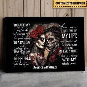 Sugar Skull - You Are My Rock Personalisierte Leinwand / Poster, Leinwand für Familie, Liebe, Valentinstag, Jahrestag