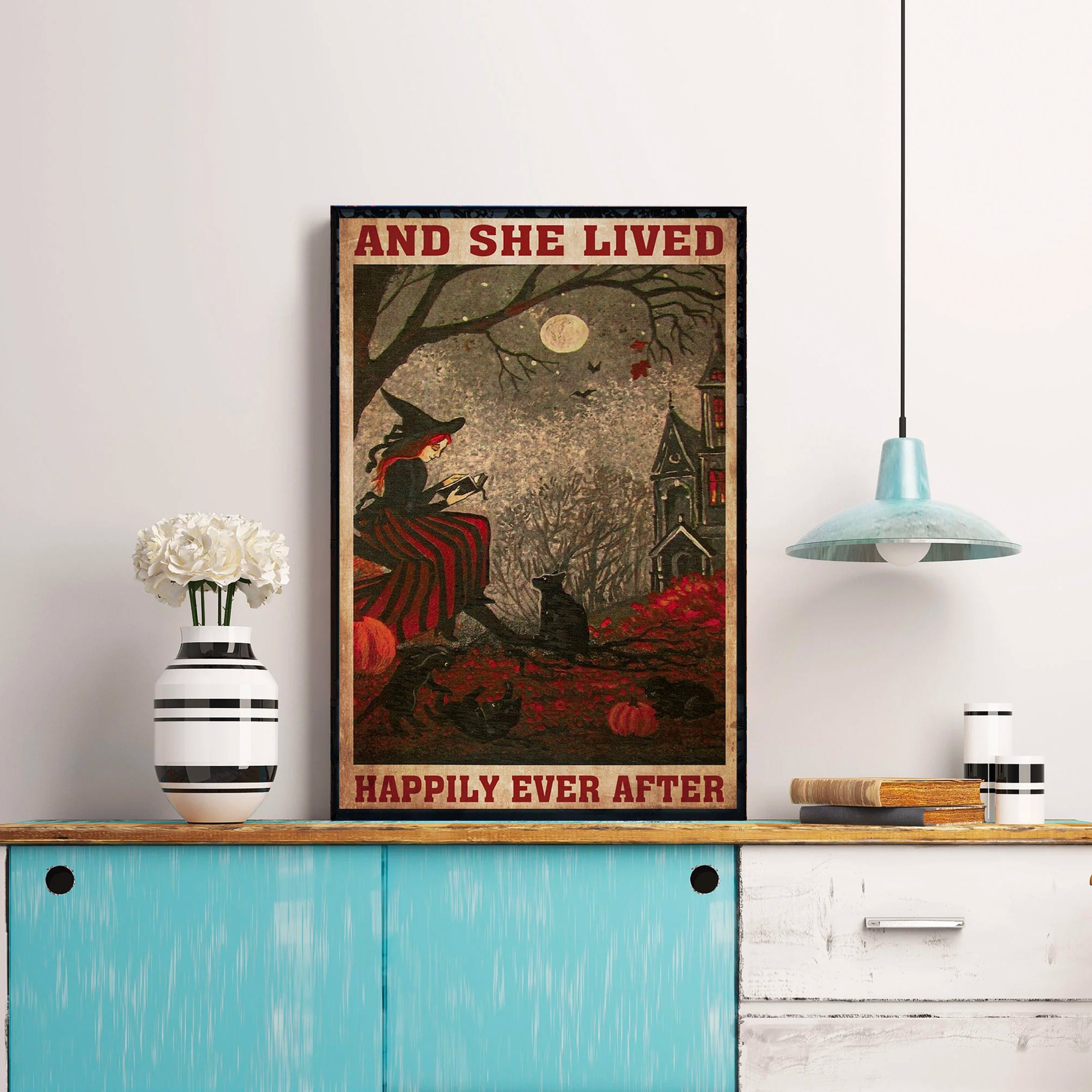 And She Lived Happily Ever After Poster – Book Lover Wall Art for Girls, Inspirational Reading ...