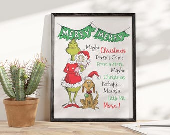 Maybe Christmas Poster, Gift For Grinch Lovers, Grinch Poster, Christmas Day Decor, Birthday Gift, No Frame, Unique gift for christmas 2024