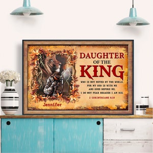 Daughter Of The King Poster, Jesus Painting, God Wall Art, Gift For Christian, Female Warrior of God, Woman Warrior