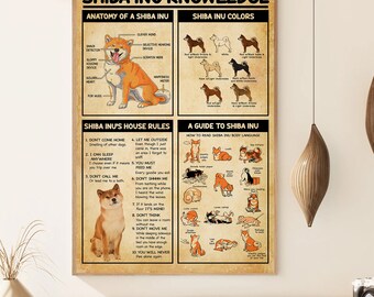Shiba Inu Knowledge Poster, Funny Dog Wall Art, Vintage Shiba Inu