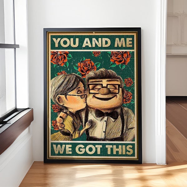 Carl and Ellie Vintage Canvas/Poster, You and Me We Got This Wall Decoration Couple Poster, Wedding Anniversary Canvas