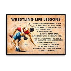 Wrestling Life Lessons Personalisiertes Horizontales Poster, Leinwand, Benutzerdefinierte Name Leinwand, Wrestling Liebhaber Geschenk, Wrestling Poster, Sport Leinwand