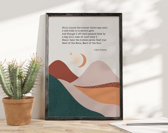 J.R.R. Tolkien Quote Still Round the Corner There May Wait Art Print, Inspirational Literary Poster, Book Lover Wall Art for Home or Gift