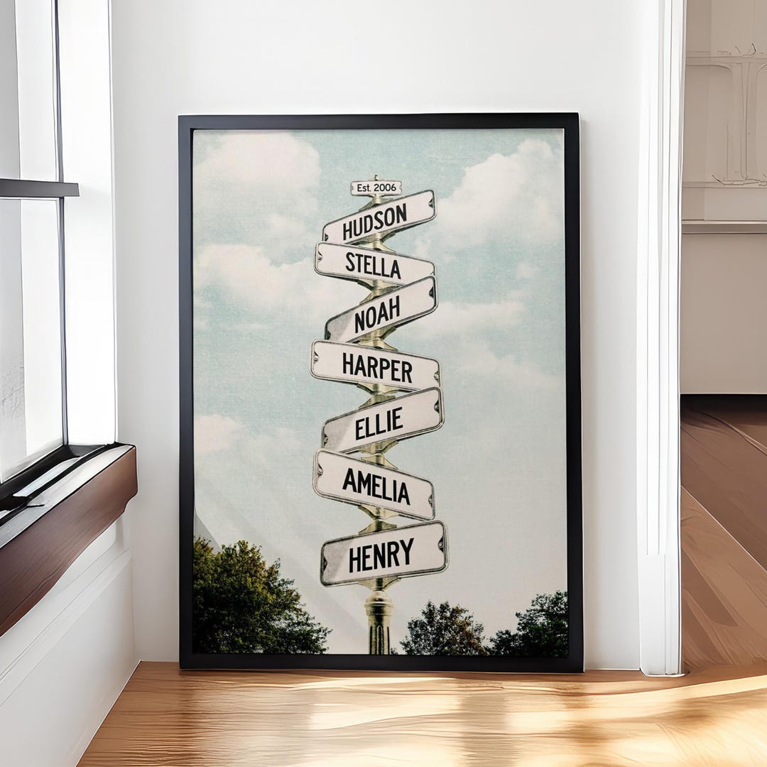 Personalized Family Names Date of Birth Vintage Street Sign Poster ...