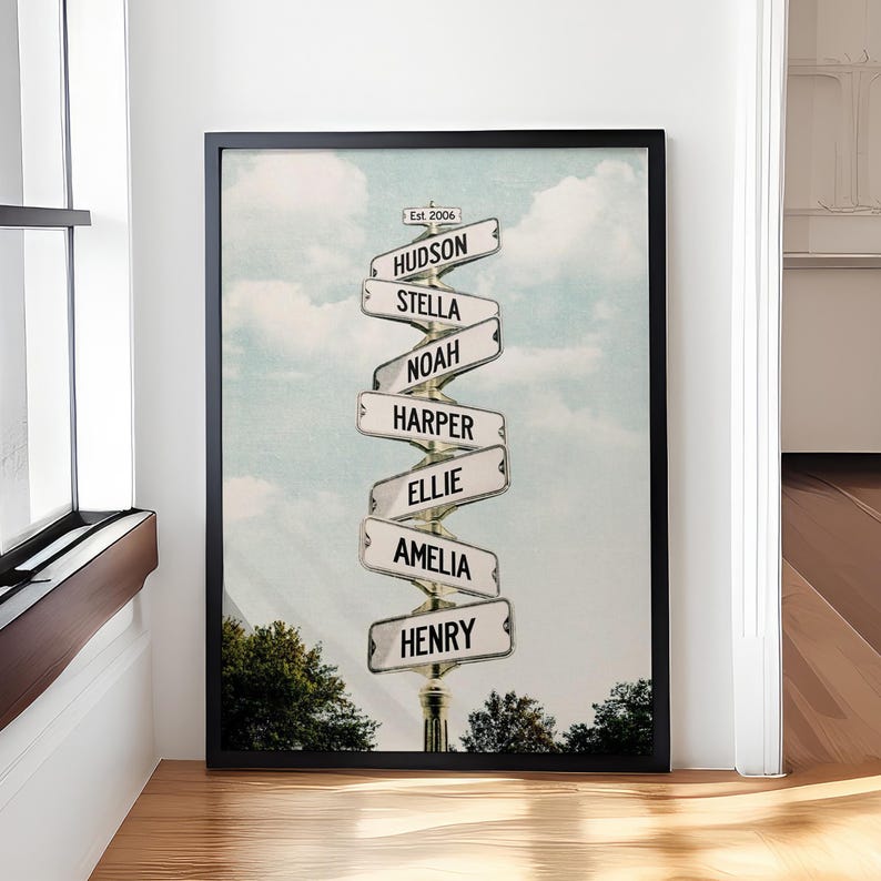 Personalized Family Names Date of Birth Vintage Street Sign Poster ...