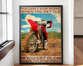 Personalized Motocross Poster, Canvas with custom Name & Number, Vintage Style, Dirt Bike Gifts