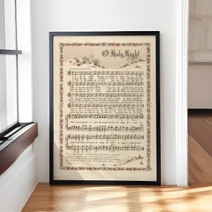 Holy Night Christmas Vintage - Christmas Carols Carroll Sheet Music Canvas Poster Wall Art Decor Print for Living Room Bedroom Decoration
