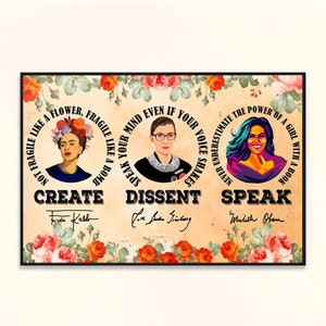 Create Dissent Speak Poster/Canvas - Feminist Print, Empowering Women, Strong Women Vintage, Women Speak Womens Rights