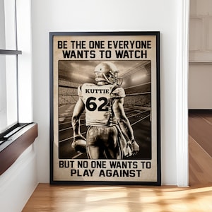 Personalisiertes American Football Spieler Poster - Sei der, den jeder sehen will, Fußball Vintage Poster Geschenk