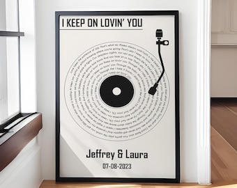 Custom Vinyl Lyrics Print, Personalised Music Poster, Customizable Music, Anniversary, Music Gift, Wedding Song Dance, Personalised Gift
