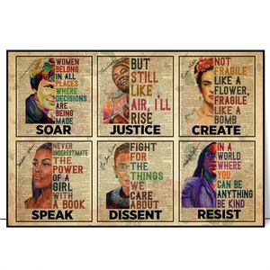 Soar Justice, Create Seak Dissent Resist - Mujeres negras en la historia, disenso, habla, lienzo de mujeres en la historia, póster feminista, feminista vintage