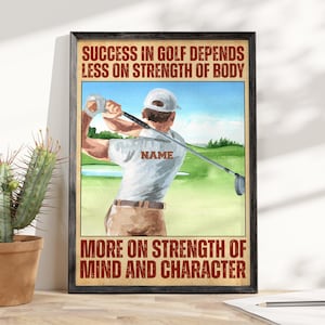 Il successo nel golf dipende meno dalla forza del corpo Poster, Love Golfing Vintage Poster, Regali per giocatori di golf, Regali di Natale