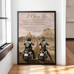Personalisierte Paar Motor Biker Leinwand Ich wähle Sie, um das Leben mit Hand in Hand Side by Side Biker Leinwand zu tun