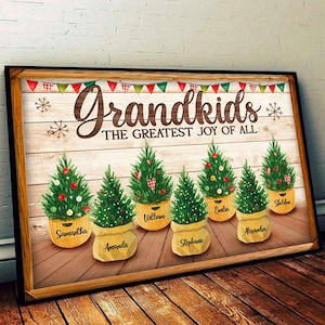 Our Greatest Blessings call Us Grandma And Grandpa, Sign Living Room Wall Art Decor, Personalized Name Home Wall Canvas Decor