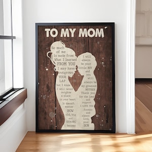 Lienzo/Póster "Aprendí de ti, niño pequeño, para mi mamá", regalo de cumpleaños para mamá de su hijo, arte mural para el Día de la Madre, regalo para mamá de su hijo
