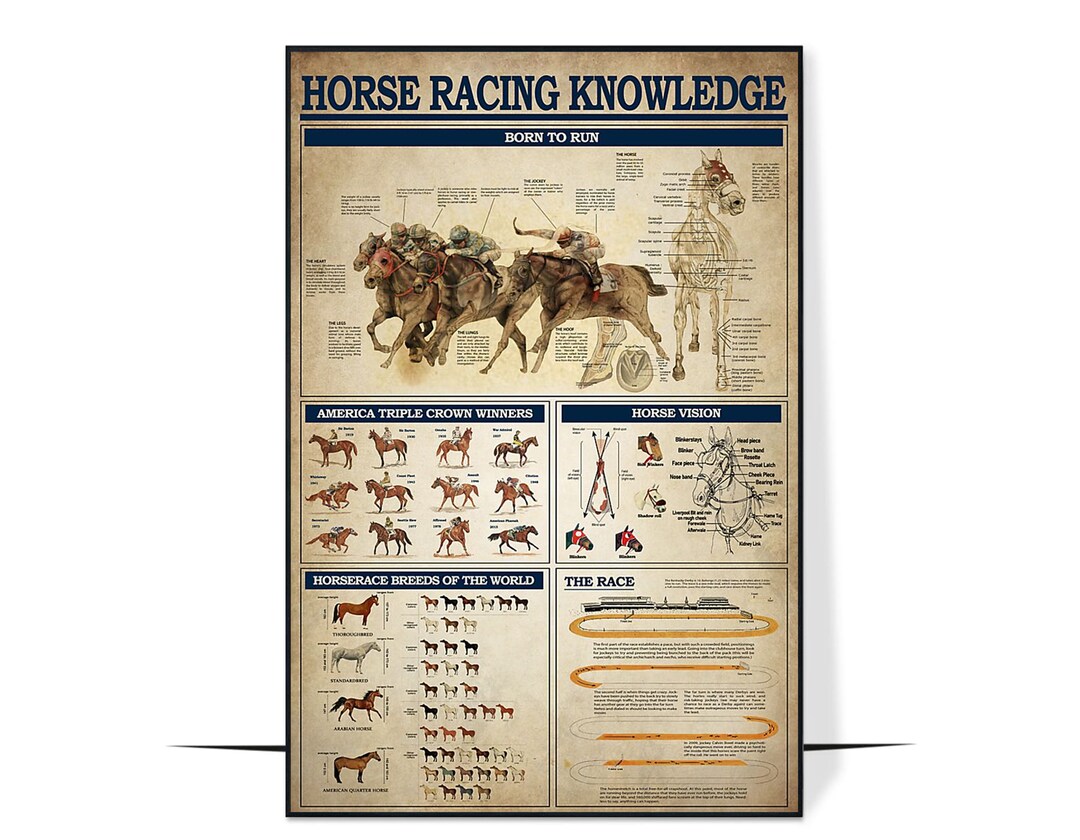 Horse Racing Knowledge Poster/canvas Vintage Wall Art Home Etsy