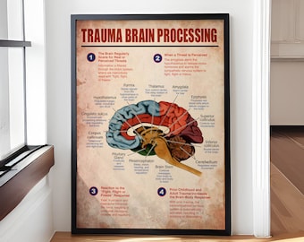 Trauma Brain Processing Poster for Therapist Office, Mental Health Psychology Wall Art, Psychologist Counseling Decor Print