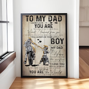 Poster "A mio papà", poster senza cornice per motocicletta, decorazione da parete, poster motivazionale per padre e figlio, regalo per papà, poster regalo per la festa del papà