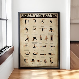 JIUFOTK Yoga Knowledge Metal Tin Sign Bikram Yoga Asanas Poster Beginner  Classroom Home Living Room Club Cafe Wall Decoration Plaque 12x18 Inches