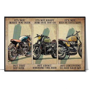 Biker Poster, It&#39;s Not What You Ride But That You Ride Poster, Motorcycle Lover, Biker Life Motivation Quote, Rider Poster Wall Art