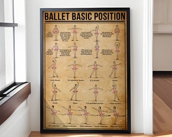 Ballet Basic Position Vertical Poster - Vintage Ballet Knowledge Art - Ballet Sign for Dancers - Elegant Ballet Home Decor and Wall Print