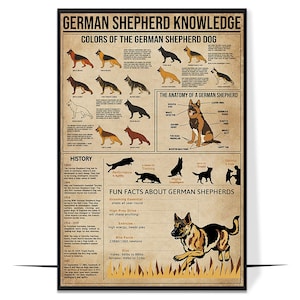 Knowledge German Shepherd Poster, Vintage German Shepherd Poster, Gift For German Shepherd Owners, Dog Art