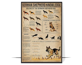 Knowledge German Shepherd Poster, Vintage German Shepherd Poster, Gift For German Shepherd Owners, Dog Art