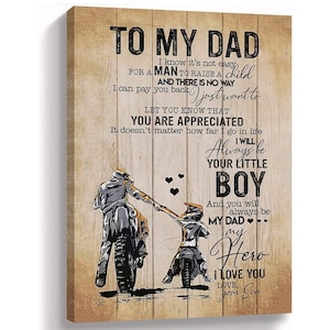 To My Dad You Will Always Be My Hero Canvas Wall Art, Father’s Day Gift for Dad, Dad Birthday Gift from Son, Dad Appreciation Gift