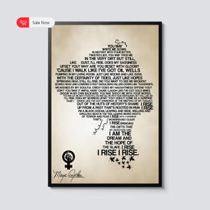 Still I Rise Poem, Maya Angelou Poster Print, Inspirational Poetry, Wall Art, Motivational, Empowering, Feminist