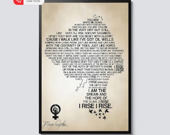 Still I Rise Poem, Maya Angelou Poster Print, Inspirational Poetry, Wall Art, Motivational, Empowering, Feminist
