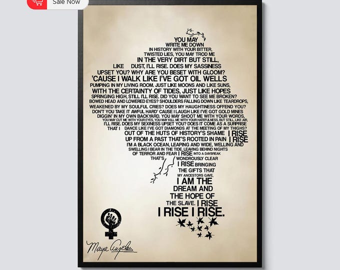 Still I Rise Poem, Maya Angelou Poster Print, Inspirational Poetry, Wall Art, Motivational, Empowering, Feminist