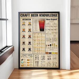 Craft Beer Wissensposter Beer Experte Biersorten Tabelle Wallart Poster Büro Bauernhof Menschen Höhle Schlafzimmer Wohnzimmer Vintage Lustig Plaque