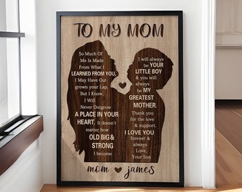 Für meine Mutter Muttertag Geburtstagsgeschenke Benutzerdefinierte Leinwand Wandkunst, Geschenk vom Sohn, Muttertag, Geburtstagsgeschenke für Mutter, Mutter Leinwand Geschenk