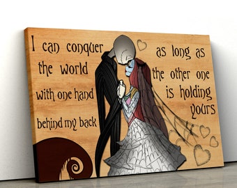 I Can Conquer The World Jack und Sally Vintage, Alptraum vor Weihnachtsgeschenken, personalisierte Hochzeit Verlobungsgeschenke Wanddeko