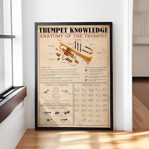 Poster/tela con la conoscenza della tromba, Anatomia del ritratto della tromba, poster artistico senza cornice