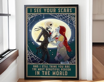 Jack und Sally Poster, Jack und Sally, Halloween Dekoration, Anime Horrorfilm, Wanddeko, Alptraum, Geschenk für Sie