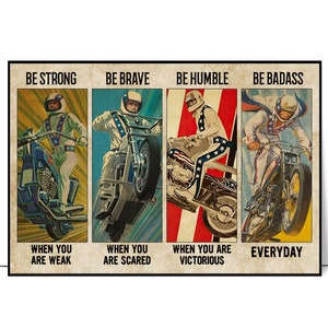 Motor Racing Poster, Evel-Knievel Vintage Art Motorrad-Liebhaber Wanddekoration Geschenk, Dirt Bike Geschenk, Motorrad Druck, Mountainbike Poster