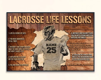 Cartel personalizado de lecciones de vida de Lacrosse, regalo de amante de Lacrosse, regalo para hijo, Lacrosse vintage, regalo para jugador de Lacrosse, cartel de Lacrosse