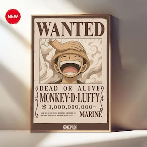 One Piece Monkey D. Luffy Wanted Poster – Anime Wall Art – Trends International Official Print – Luffy Bounty Poster – Otaku Room Decor Gift