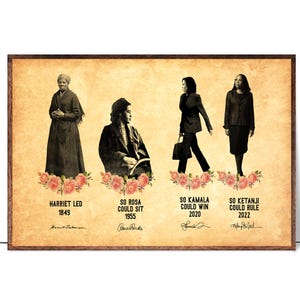 Harriet Led Floral - Poster sulle donne nere nella storia, poster sull'emancipazione femminile, diritti delle donne, decorazione murale