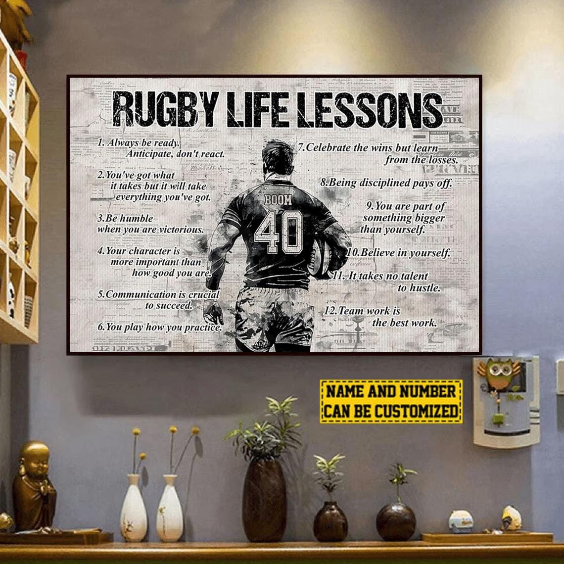 Rugby Life Lessons Personalized Canvas Print, Custom Rugby Poster Wall ...