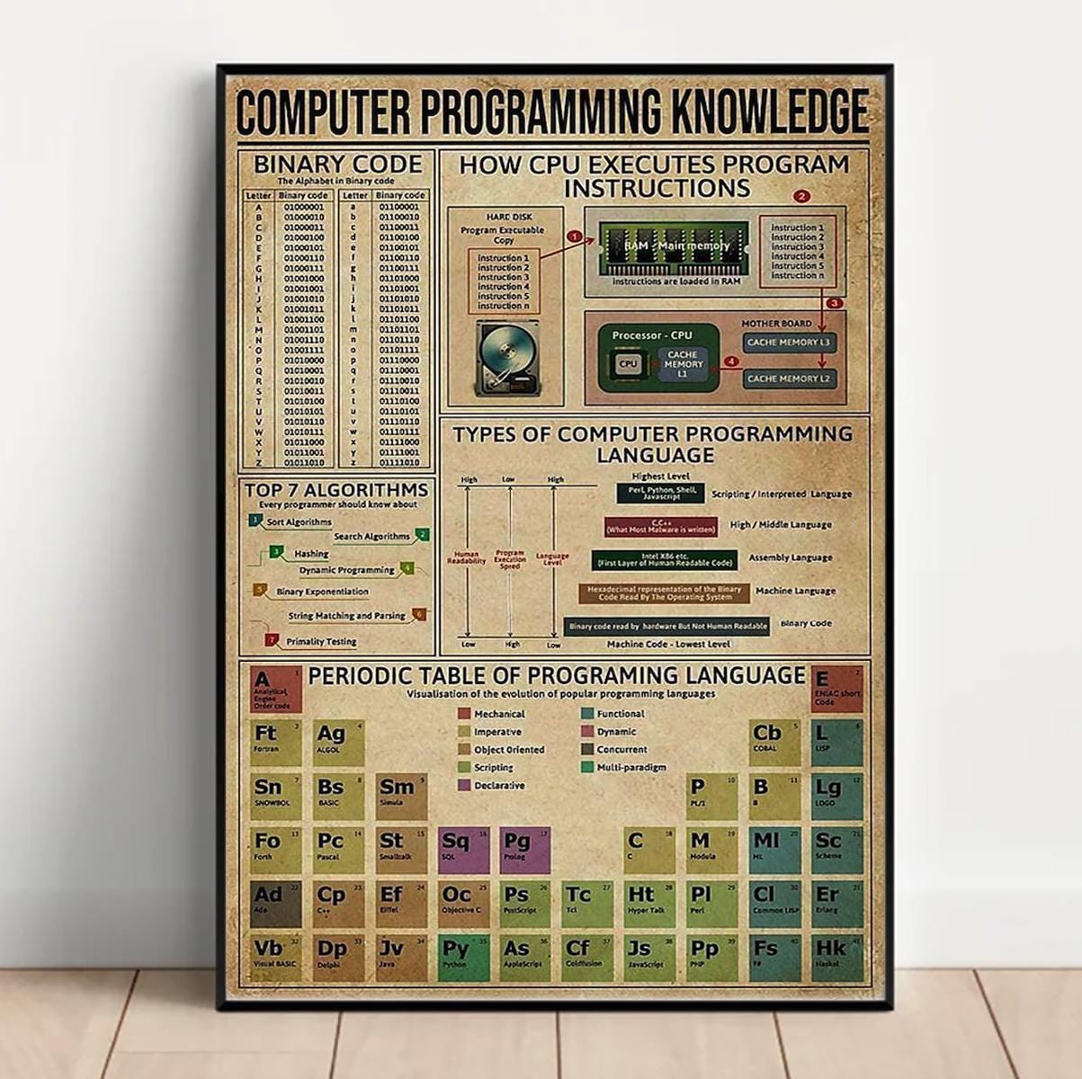 Computer Programming Knowledge Poster, Programmer, Computer Science ...